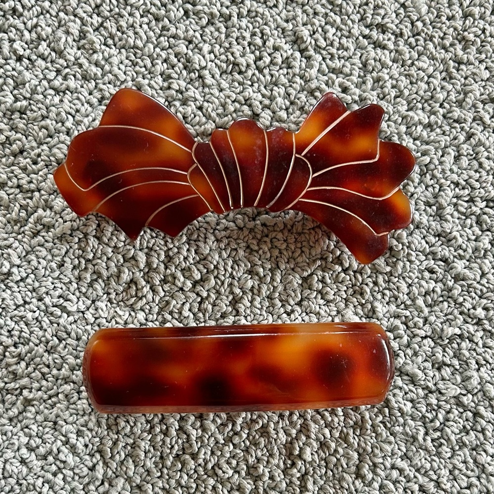 Vintage Tortoise Barrettes Made in France (set of 2)
